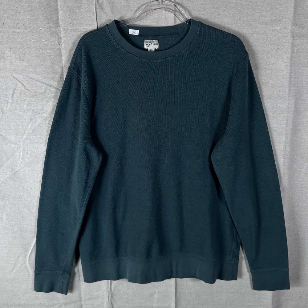 Knit For J. Crew Mens‎ XL Ribbed Crewneck Sweatshirt Teal Green Long Sleeve